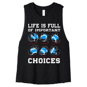 Baseball Pitcher Life Choices Ball Sport Lover Women's Racerback Cropped Tank