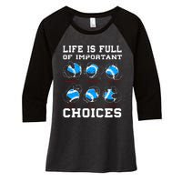 Baseball Pitcher Life Choices Ball Sport Lover Women's Tri-Blend 3/4-Sleeve Raglan Shirt