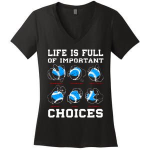 Baseball Pitcher Life Choices Ball Sport Lover Women's V-Neck T-Shirt