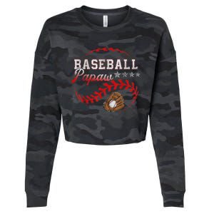 Baseball Papaw Love Playing Baseball Funny Cropped Pullover Crew