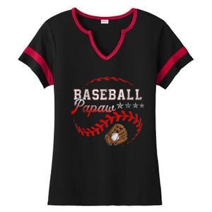 Baseball Papaw Love Playing Baseball Funny Ladies Halftime Notch Neck Tee