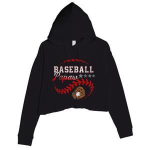 Baseball Papaw Love Playing Baseball Funny Crop Fleece Hoodie