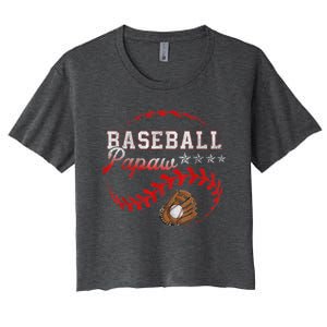 Baseball Papaw Love Playing Baseball Funny Women's Crop Top Tee