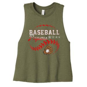 Baseball Papaw Love Playing Baseball Funny Women's Racerback Cropped Tank