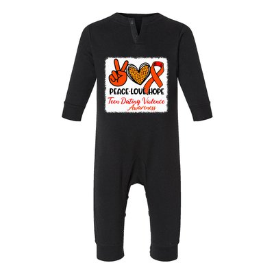 Bleached Peace Love Hope Teen Dating Violence Awareness Infant Fleece One Piece