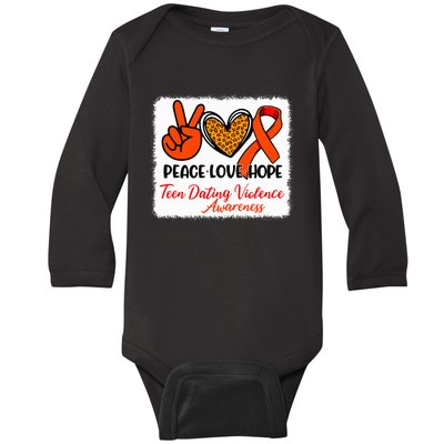 Bleached Peace Love Hope Teen Dating Violence Awareness Baby Long Sleeve Bodysuit