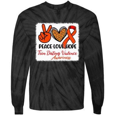 Bleached Peace Love Hope Teen Dating Violence Awareness Tie-Dye Long Sleeve Shirt