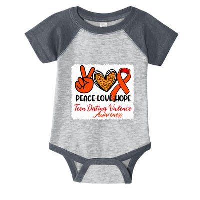 Bleached Peace Love Hope Teen Dating Violence Awareness Infant Baby Jersey Bodysuit