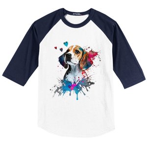 Beagle Puppy Lover Dog Mom Cute Valentines Day Love Themed Baseball Sleeve Shirt