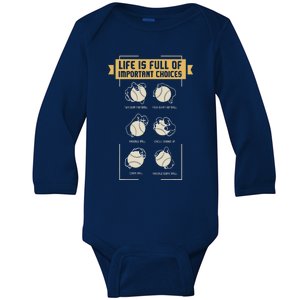 Baseball Pitches Life Choices Pitcher Player Gift I Baseball Baby Long Sleeve Bodysuit