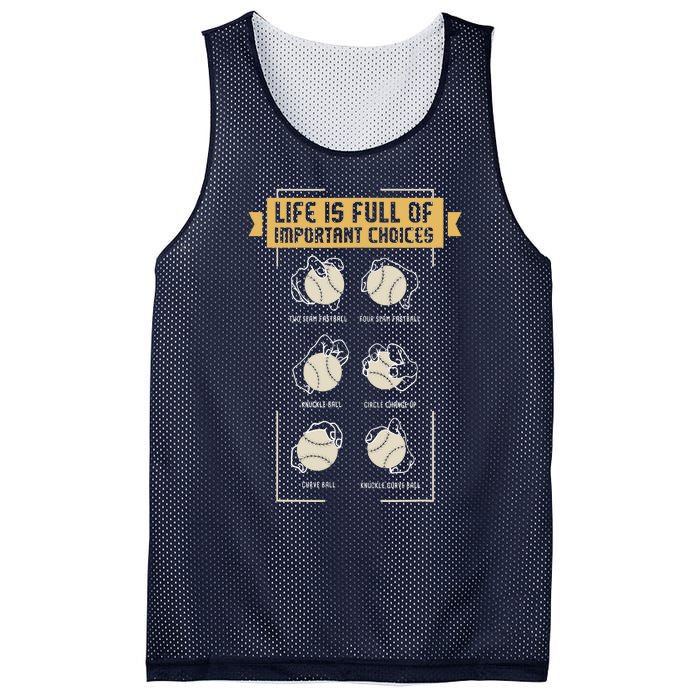 Baseball Pitches Life Choices Pitcher Player Gift I Baseball Mesh Reversible Basketball Jersey Tank