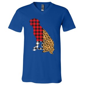 Buffalo Plaid Labrador Retriever Dog Lover Valentine's Day Gift V-Neck T-Shirt