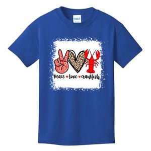 Bleached Peace Love Crawfish Leopard Crawfish Season Cute Gift Kids T-Shirt