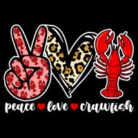Bleached Peace Love Crawfish Leopard Crawfish Season Gift Cooling Performance Crew T-Shirt