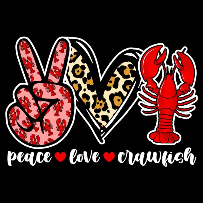 Bleached Peace Love Crawfish Leopard Crawfish Season Gift Cooling Performance Crew T-Shirt