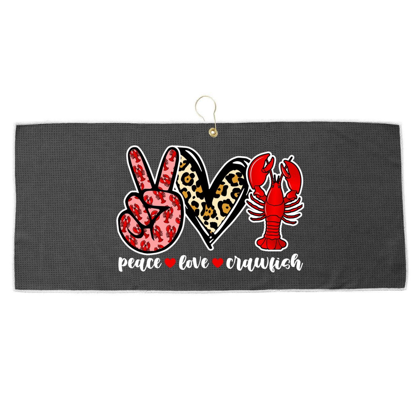 Bleached Peace Love Crawfish Leopard Crawfish Season Gift Large Microfiber Waffle Golf Towel