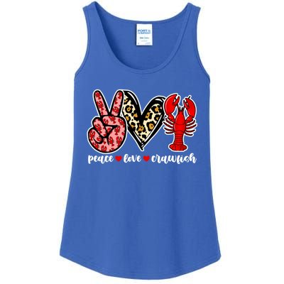 Bleached Peace Love Crawfish Leopard Crawfish Season Gift Ladies Essential Tank