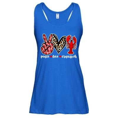 Bleached Peace Love Crawfish Leopard Crawfish Season Gift Ladies Essential Flowy Tank