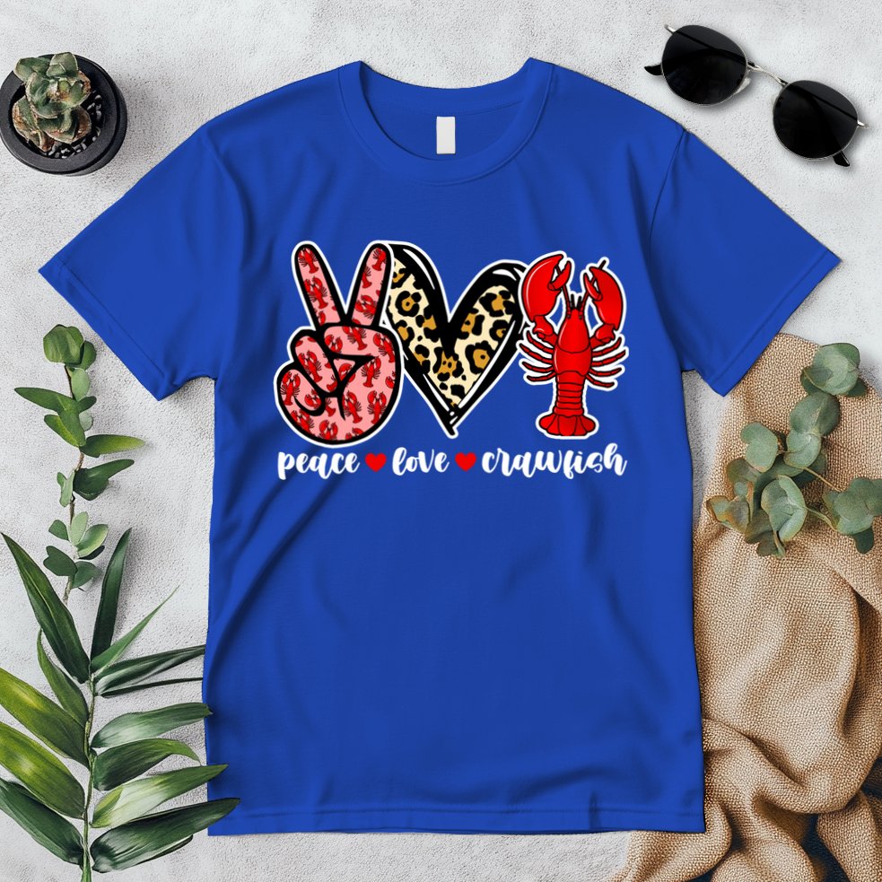 Bleached Peace Love Crawfish Leopard Crawfish Season Gift Premium T-Shirt
