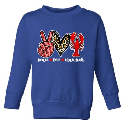 Bleached Peace Love Crawfish Leopard Crawfish Season Gift Toddler Sweatshirt