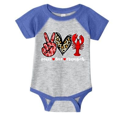 Bleached Peace Love Crawfish Leopard Crawfish Season Gift Infant Baby Jersey Bodysuit