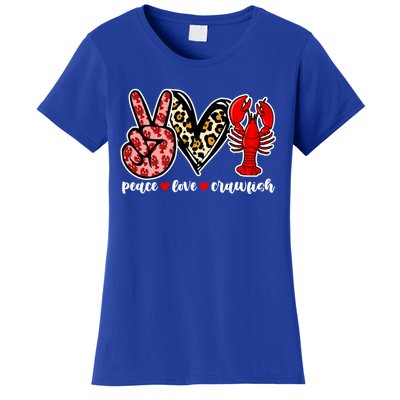 Bleached Peace Love Crawfish Leopard Crawfish Season Gift Women's T-Shirt