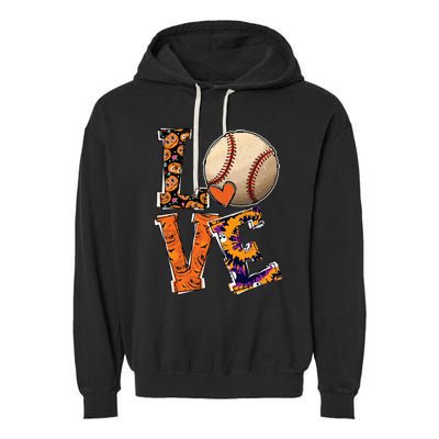 Baseball Player Love Halloween Baseball Pumpkin Tie Dye Garment-Dyed Fleece Hoodie