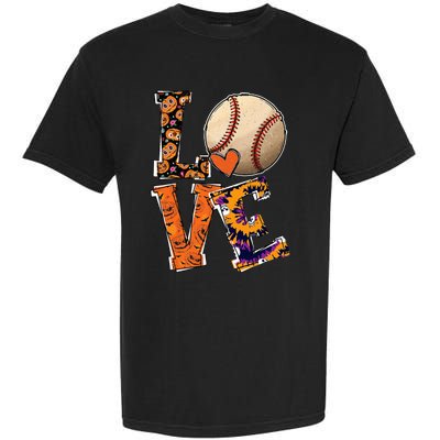 Baseball Player Love Halloween Baseball Pumpkin Tie Dye Garment-Dyed Heavyweight T-Shirt