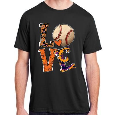 Baseball Player Love Halloween Baseball Pumpkin Tie Dye Adult ChromaSoft Performance T-Shirt