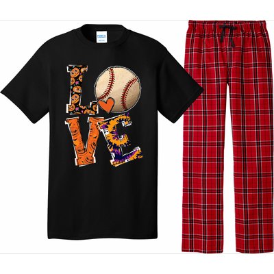 Baseball Player Love Halloween Baseball Pumpkin Tie Dye Pajama Set