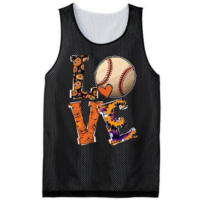 Baseball Player Love Halloween Baseball Pumpkin Tie Dye Mesh Reversible Basketball Jersey Tank