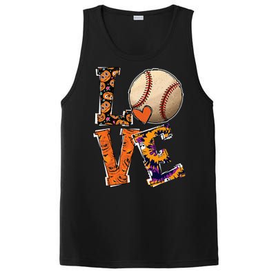 Baseball Player Love Halloween Baseball Pumpkin Tie Dye PosiCharge Competitor Tank