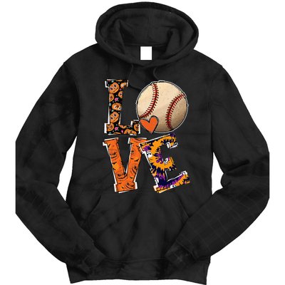 Baseball Player Love Halloween Baseball Pumpkin Tie Dye Tie Dye Hoodie