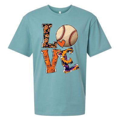 Baseball Player Love Halloween Baseball Pumpkin Tie Dye Sueded Cloud Jersey T-Shirt