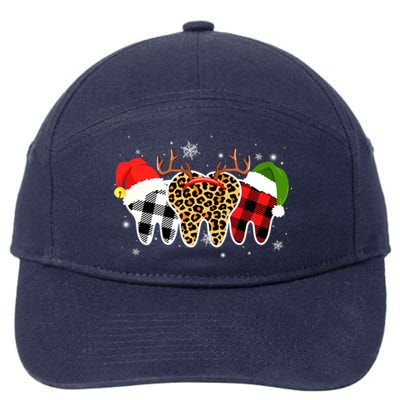 Buffalo Plaid Leopard Teenth Squad Merry Xmas Dentist Dental Gift 7-Panel Snapback Hat