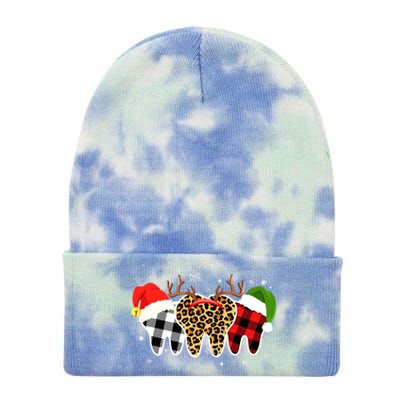 Buffalo Plaid Leopard Teenth Squad Merry Xmas Dentist Dental Gift Tie Dye 12in Knit Beanie