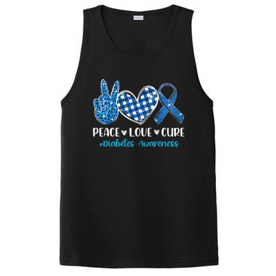 Bleached Peace Love Cure Grey Blue Ribbon Diabetes Awareness PosiCharge Competitor Tank