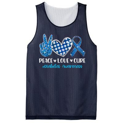 Bleached Peace Love Cure Grey Blue Ribbon Diabetes Awareness Mesh Reversible Basketball Jersey Tank