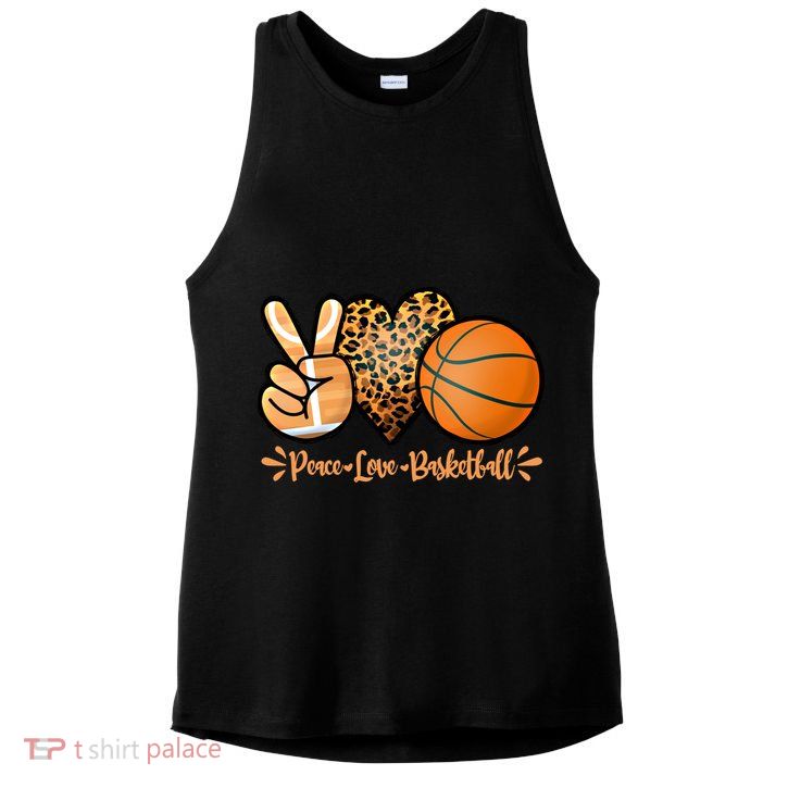 Basketball Peace Love Basketball Mom Game Day Outfit Gift Ladies PosiCharge Tri-Blend Wicking Tank