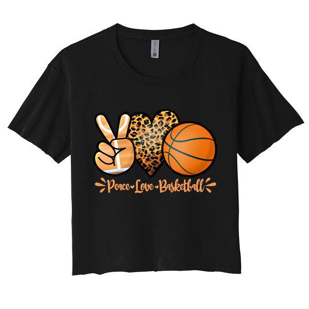 Basketball Peace Love Basketball Mom Game Day Outfit Gift Crop Top