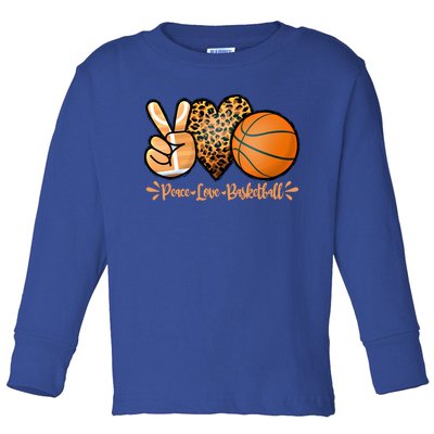 Basketball Peace Love Basketball Mom Game Day Outfit Gift Toddler Long Sleeve Shirt