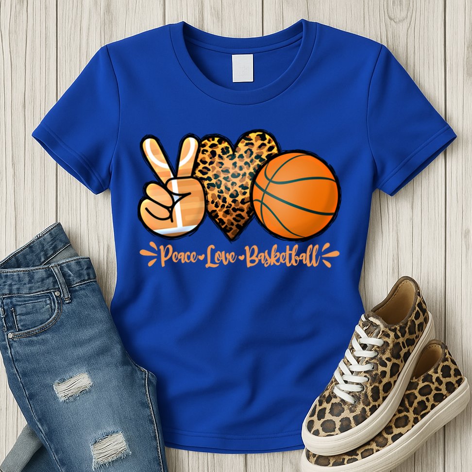 Basketball Peace Love Basketball Mom Game Day Outfit Gift Womens T-Shirt