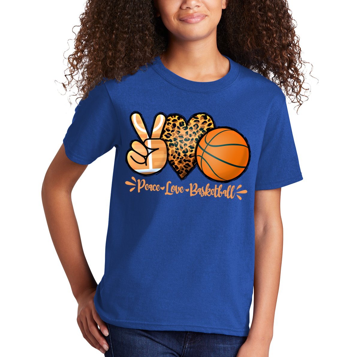 Basketball Peace Love Basketball Mom Game Day Outfit Gift Kids T-Shirt