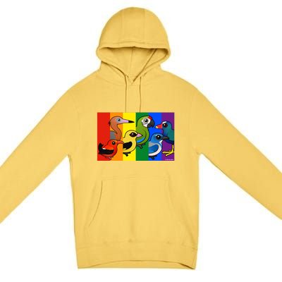 Birdorable Pride Lgbtq Rainbow Colorful Cartoon Cute Birds Gift Premium Pullover Hoodie