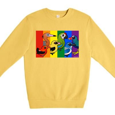 Birdorable Pride Lgbtq Rainbow Colorful Cartoon Cute Birds Gift Premium Crewneck Sweatshirt