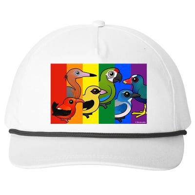 Birdorable Pride Lgbtq Rainbow Colorful Cartoon Cute Birds Gift Snapback Five-Panel Rope Hat