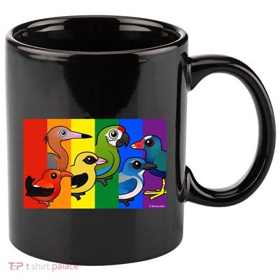 Birdorable Pride Lgbtq Rainbow Colorful Cartoon Cute Birds Gift 11oz C Handle Ceramic Mug