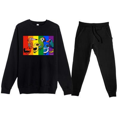 Birdorable Pride Lgbtq Rainbow Colorful Cartoon Cute Birds Gift Premium Crewneck Sweatsuit Set