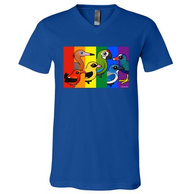 Birdorable Pride Lgbtq Rainbow Colorful Cartoon Cute Birds Gift V-Neck T-Shirt