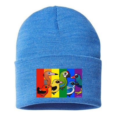 Birdorable Pride Lgbtq Rainbow Colorful Cartoon Cute Birds Gift Sustainable Knit Beanie